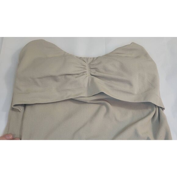 Pro Fit Cropped Tank Built in Bra, Sports Bra Ribbed Khaki Sz XL - Picture 4 of 7